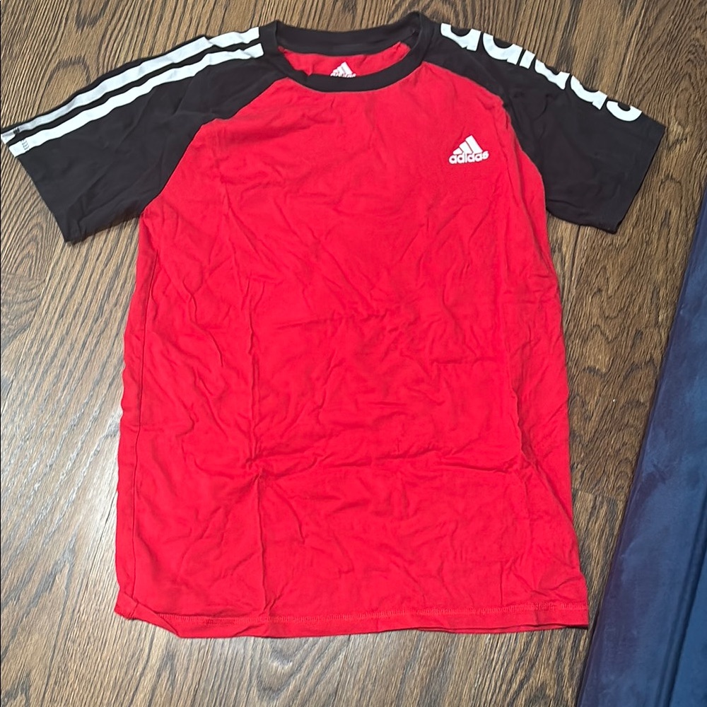 Adidas Kids Red and Black Short Sleeve Tee